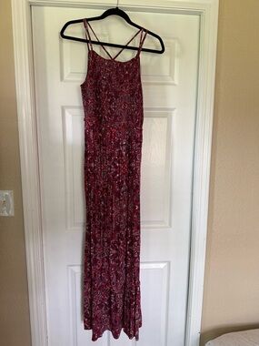 Knox Rose Red Paisley Maxi Dress with Crisscross Straps